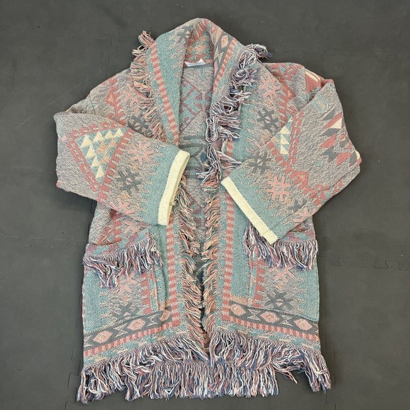 Classics Simply Country Wytheville VA Aztec Theme Vintage Coat OSFA Fringe Chrty - Picture 5 of 11